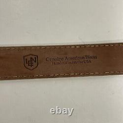 L. E. N. Lifestyle Genuine American Bison Brown Leather Belt Stitch Men's Size 34