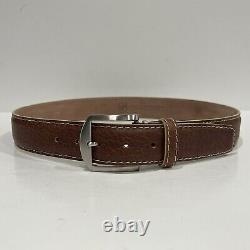 L. E. N. Lifestyle Genuine American Bison Brown Leather Belt Stitch Men's Size 34