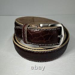 LEN Belt Men's 52 Genuine American Bison Handcrafted In The USA Brown Beige $325