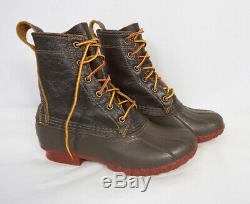 LL BEAN Original 8 Bison Brown Leather Duck Boots Brick Red Sole Women 6 or 6.5