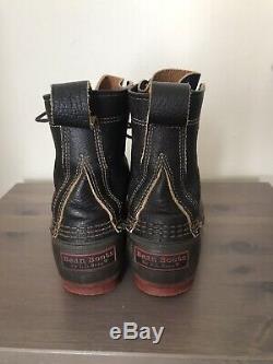 LL BEAN Original 8 Bison Brown Leather Duck Boots Brick Red Sole Women Size 7 M