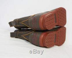 LL Bean Original 8 Women 6 or 6.5 Bison Brown Leather Duck Boots Brick Red Sole