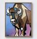 Laeknapes Expressionist Bison Art Original Abstract Painting 14X11 Canvas Home