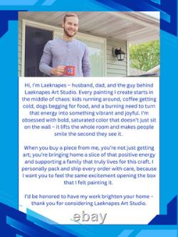 Laeknapes Expressionist Bison Art Original Abstract Painting 14X11 Canvas Home