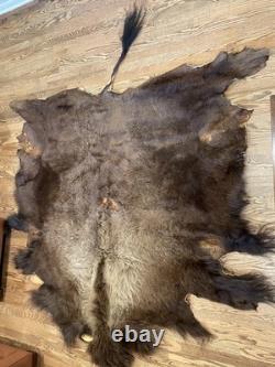 Large Buffalo Bison Hide Rug Real Tanned Western Cabin Lodge Decor Wall or Floor