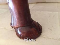 Large Buffalo Bison Wood Sculpture Hand Carved Oak 18 in Hand Crafted Brown #1