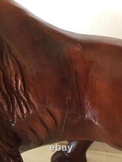 Large Buffalo Bison Wood Sculpture Hand Carved Oak 18 in Hand Crafted Brown #1