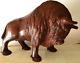 Large Buffalo Bison Wood Sculpture Hand Carved Oak 18 in Hand Crafted Brown #2