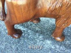 Large Buffalo Bison Wood Sculpture Hand Carved Oak 18 in Hand Crafted Brown #2