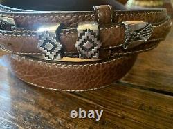 Large Navajo James Reid Style Sterling Silver Belt Buckle Set 40-43-1.3/8? Nu