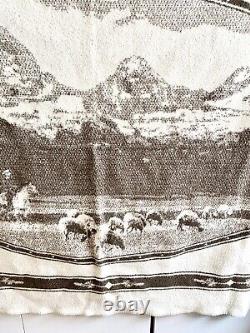 Large Yellowstone Bison Plains Grand Tetons Jackson Hole wool blanket 72x47
