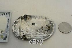 Lg GARY & SERENA BENTEAH Zuni BELT BUCKLE American Bison Sterling Silver GARETT