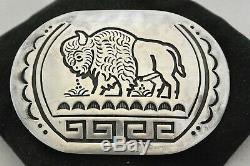 Lg GARY & SERENA BENTEAH Zuni BELT BUCKLE American Bison Sterling Silver GARETT