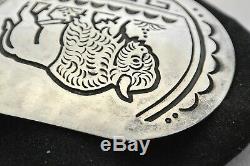 Lg GARY & SERENA BENTEAH Zuni BELT BUCKLE American Bison Sterling Silver GARETT