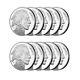 Lot of 10 1 Troy oz Buffalo. 999 Fine Silver Round free shipping nationall