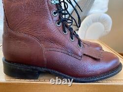 Lucchese 2000 Mens Handmade Chocolate Lace-Up Kiltie Bison Western Boots Size 8D