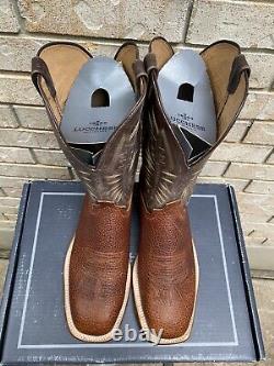 Lucchese Brown Square Toe Exotic Bison Cowboy Western Boots 14 D USA Made