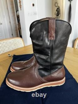 Lucchese Men's Bison Range Western Boots Round Toe Size 8.5 Black/Brown
