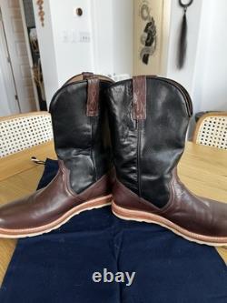 Lucchese Men's Bison Range Western Boots Round Toe Size 8.5 Black/Brown