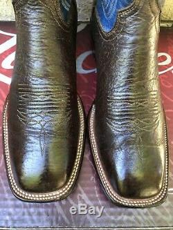 Lucchese Square Toe Antique Cigar Brown Bison Cowboy Boots 11 D