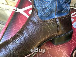 Lucchese Square Toe Antique Cigar Brown Bison Cowboy Boots 11 D