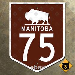 Manitoba provincial highway 75 route marker road sign Canada 1960 bison buffalo