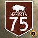 Manitoba provincial highway 75 route marker road sign Canada 1960 bison buffalo