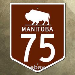 Manitoba provincial highway 75 route marker road sign Canada 1960 bison buffalo