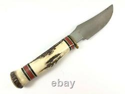 Marble's Bison Knife Stag Handle Stag Pommel Vintage + Sheath Box 5177-LMX