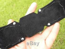 Men biker Watch genuine Alligator Bison Leather wristband cuff bracelet