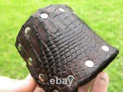 Men cuff Ketoh Bracelet Quality Alligator and Bison leather adjustable buckle