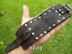 Men cuff Ketoh Bracelet Quality Alligator and Bison leather adjustable buckle