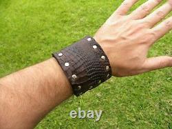 Men cuff Ketoh Bracelet Quality Alligator and Bison leather adjustable buckle