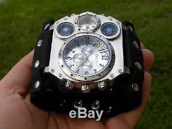 Men motorcycle biker large watch wristwatch Bison leather customize band compass