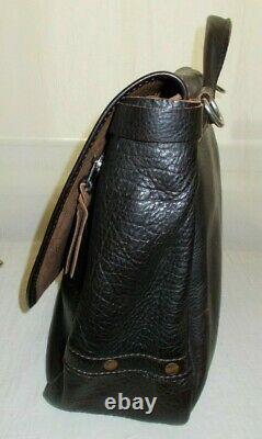 Men's Hand Crafted Mailbag Satchel Briefcase Dark Brown Bison Leather (145)