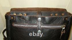 Men's Hand Crafted Mailbag Satchel Briefcase Dark Brown Bison Leather (145)