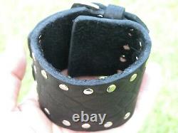 Men`s large wide cuff bracelet black genuine Buffalo Bison leather adjustable