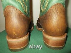 Mens 10.5 D Bison U Toe 11 Oak ICE Roper Work Western Cowboy Boots USA Green