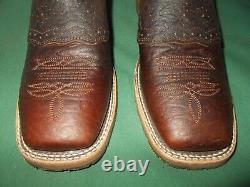 Mens 10.5 D Square Toe Bison ICE Roper Work Western Cowboy Boots USA Made NEW