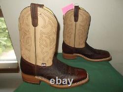 Mens 10.5 D Square Toe Bison ICE Roper Work Western Cowboy Boots USA Made NEW