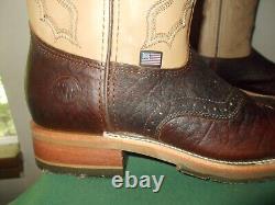 Mens 10.5 D Square Toe Bison ICE Roper Work Western Cowboy Boots USA Made NEW