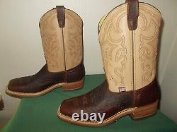 Mens 10.5 D Square Toe Bison ICE Roper Work Western Cowboy Boots USA Made NEW