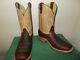 Mens 10.5 EE Square Toe Bison ICE Roper Work Western Cowboy Boots New USA Cream