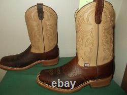 Mens 10.5 EE Square Toe Bison ICE Roper Work Western Cowboy Boots New USA Cream