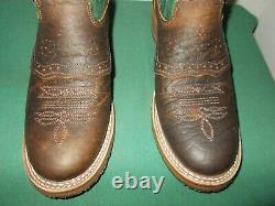 Mens 10 D Bison U Toe 11 Oak ICE Roper Work Western Cowboy Boots USA Made Green