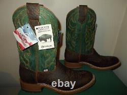 Mens 10 D Bison U Toe 11 Oak ICE Roper Work Western Cowboy Boots USA Made Green