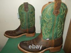 Mens 10 D Bison U Toe 11 Oak ICE Roper Work Western Cowboy Boots USA Made Green