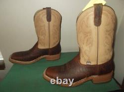 Mens 10 D Square Toe Bison ICE Roper Work Western Cowboy Boots USA Made NEW