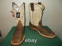 Mens 11 1/2 D Square Toe Bison Roper Work Western Cowboy Boots New USA
