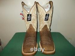 Mens 11 1/2 D Square Toe Bison Roper Work Western Cowboy Boots New USA